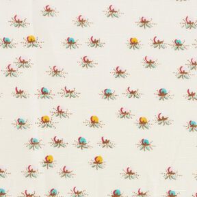 Tessuto di cotone lucido con fiori – bianco lana, 