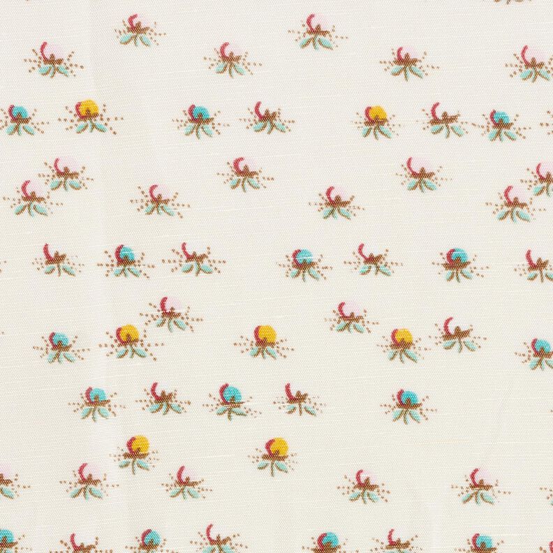 Tessuto di cotone lucido con fiori – bianco lana,  image number 1