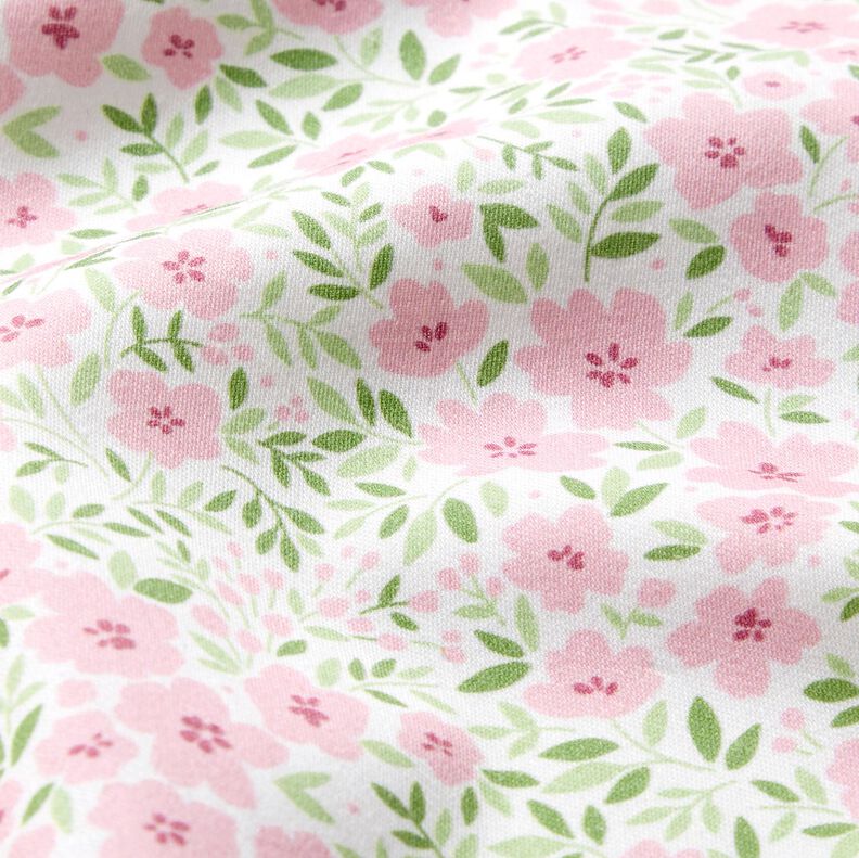 tessuto arredo satin di cotone Mare di fiori – rosa chiaro/bianco,  image number 2