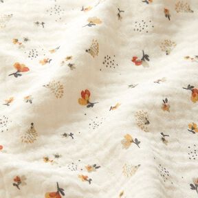 mussolina / tessuto doppio increspato Fiori e ricci – bianco lana, 