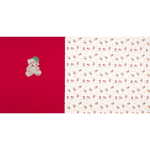 taglio di tessuto French terry, felpa estiva Orsacchiotto di Natale – bianco lana/rosso, image number 1