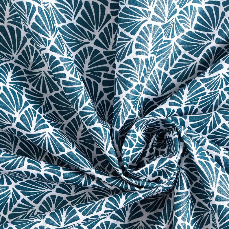 cotone rivestito Mini foglie astratte – blu oceano/bianco,  image number 4