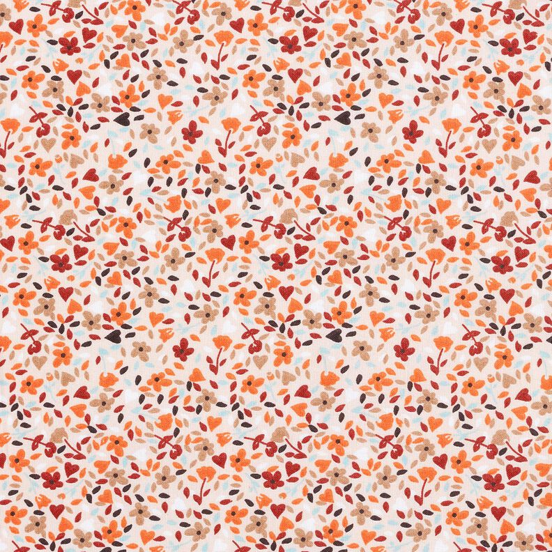 tessuto in cotone cretonne fiori sparsi – rosé/arancio pesca,  image number 1