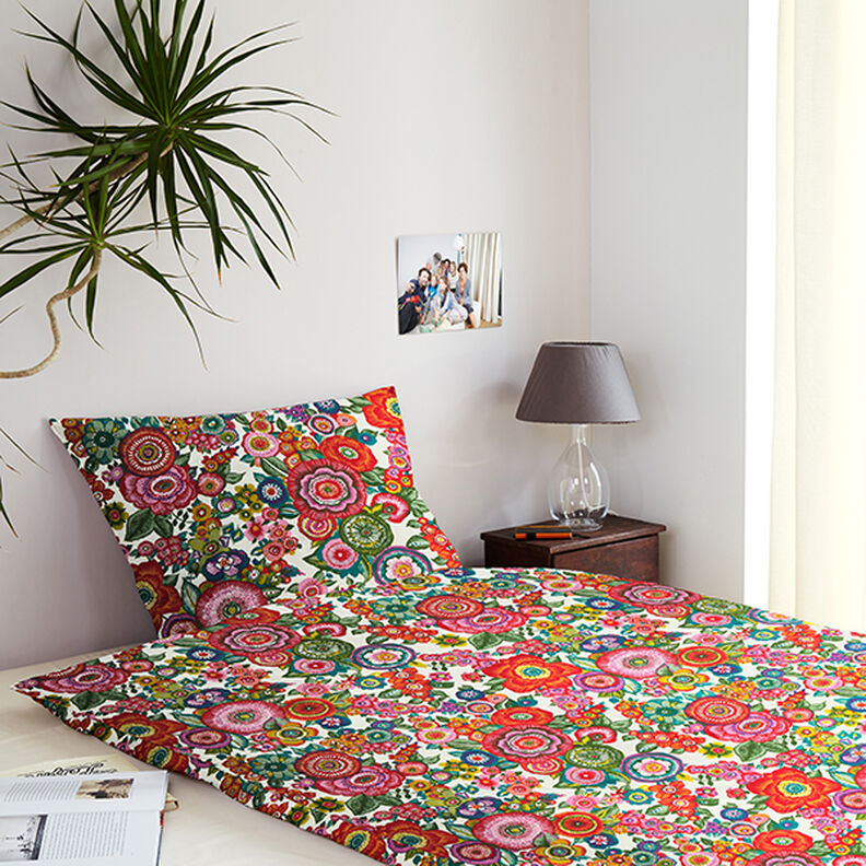 tessuto in cotone cretonne motivo floreale – rosso,  image number 7