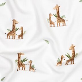 GOTS jersey di cotone famiglia di giraffe stampa digitale | Poppy Fabrics – bianco/marrone chiaro, 