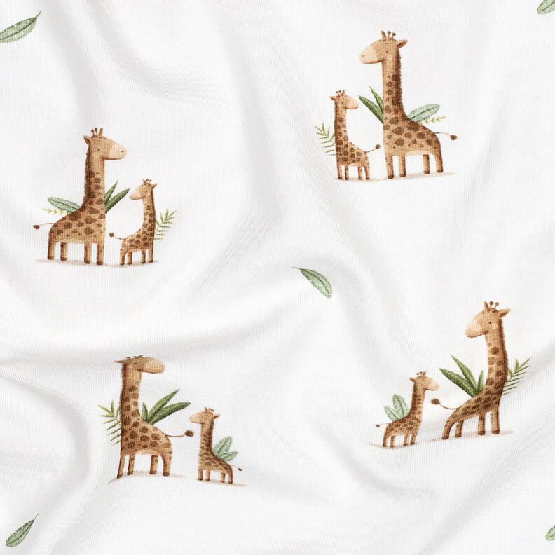 GOTS jersey di cotone famiglia di giraffe stampa digitale | Poppy Fabrics – bianco/marrone chiaro, image number 2