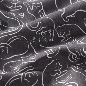 tessuto in cotone cretonne Gatti giocherelloni – granito, 