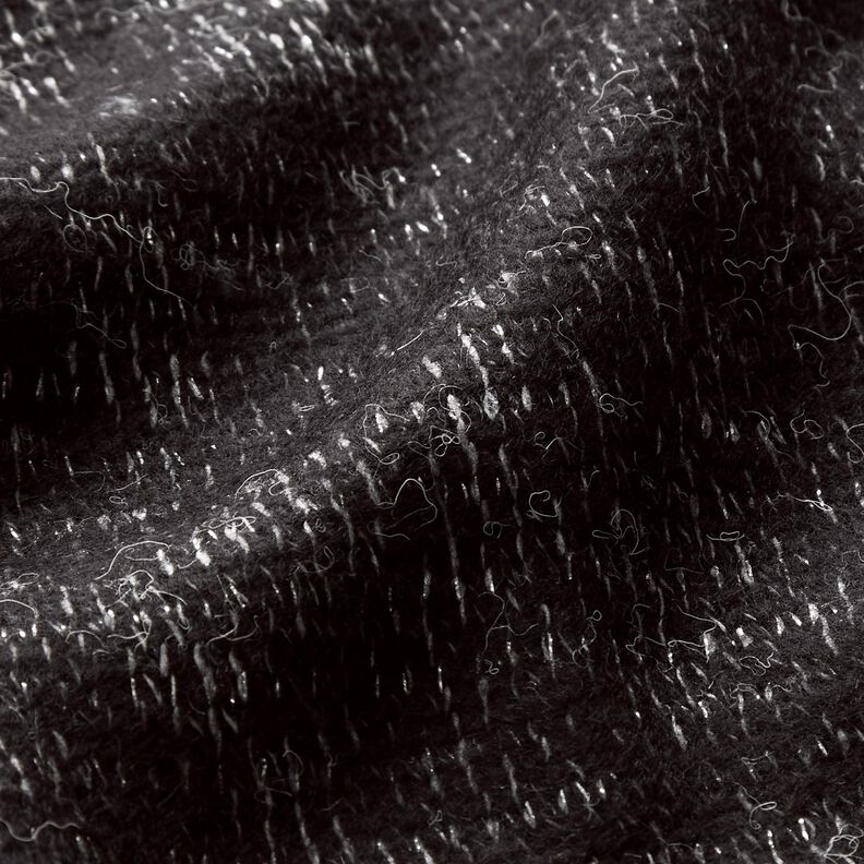 Tessuto in maglia misto lana melange glitterata – nero/argento effetto metallizzato, image number 3