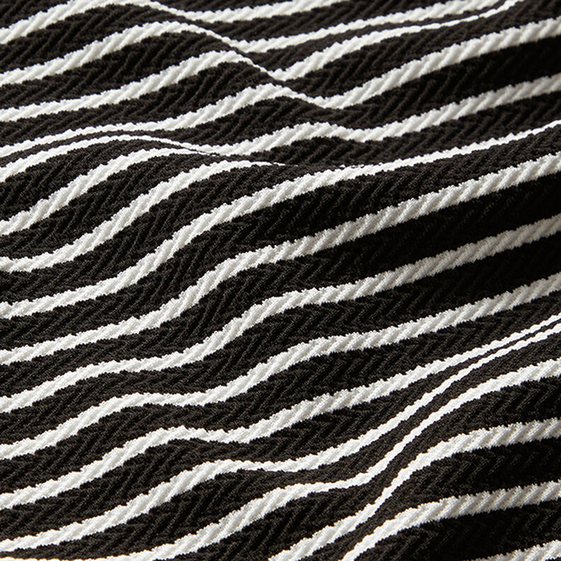Jersey Jacquard a righe orizzontali – nero/bianco,  image number 2