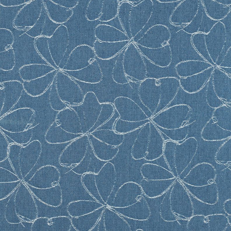 jeans Jacquard fiori | Poppy Fabrics – colore blu jeans,  image number 1