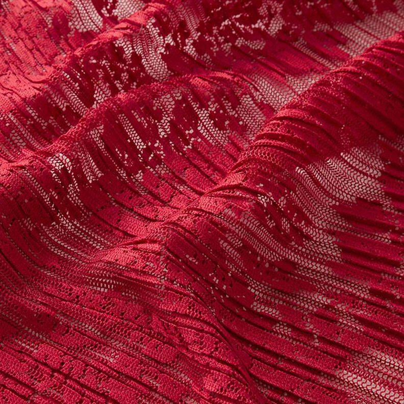 Pizzo plissettato con fiori – rosso carminio,  image number 2