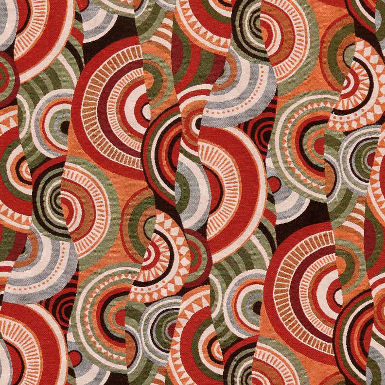 tessuto arredo gobelin Semicerchi astratti – terracotta/verde, image number 1