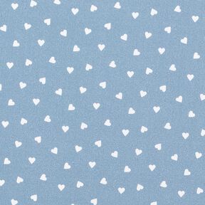 Popeline di cotone biologico con cuori sparsi – blu jeans chiaro, 