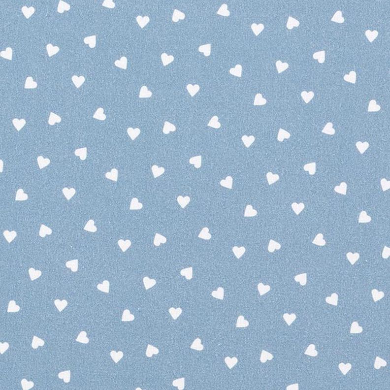 Popeline di cotone biologico con cuori sparsi – blu jeans chiaro,  image number 1