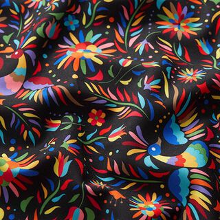 tessuto di Carnevale, uccelli del paradiso – nero, 