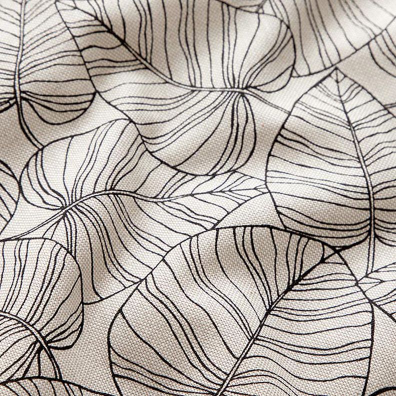 tessuto arredo mezzo panama foglie fini – naturale/nero,  image number 2