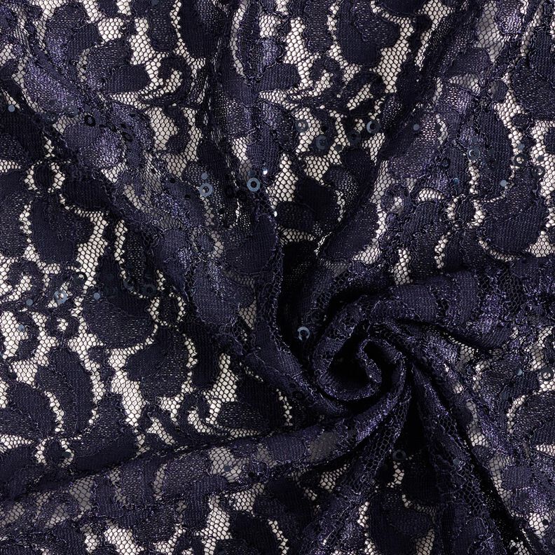 Fiori di paillettes di pizzo – blu notte,  image number 3
