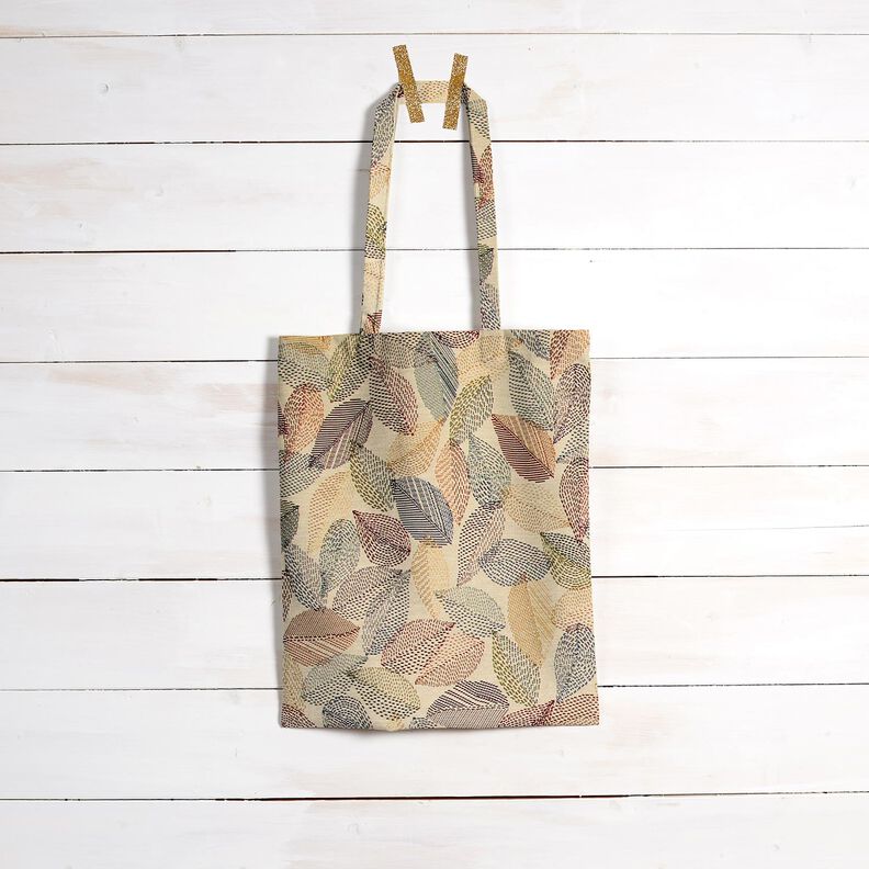 tessuto arredo gobelin Schizzi di foglie – beige chiaro/verde,  image number 6