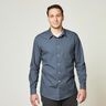 Tessuto per camicia a righe verticali – blu/grigio,  thumbnail number 6