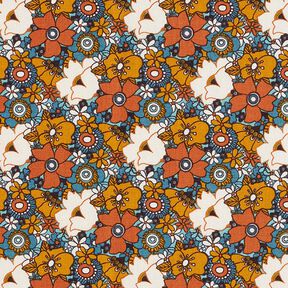 tessuto in cotone cretonne Fiori retró – caramello, 