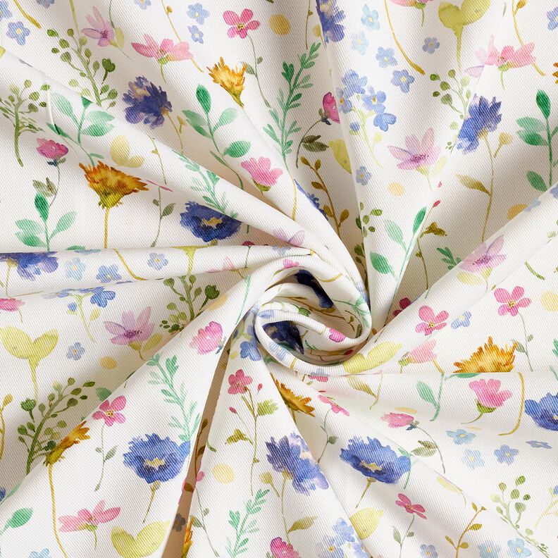 tessuto arredo tessuto spinato in cotone Fiori di campo – avorio/lilla bluastro, image number 3