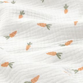mussolina / tessuto doppio increspato piccole carote – bianco lana, 