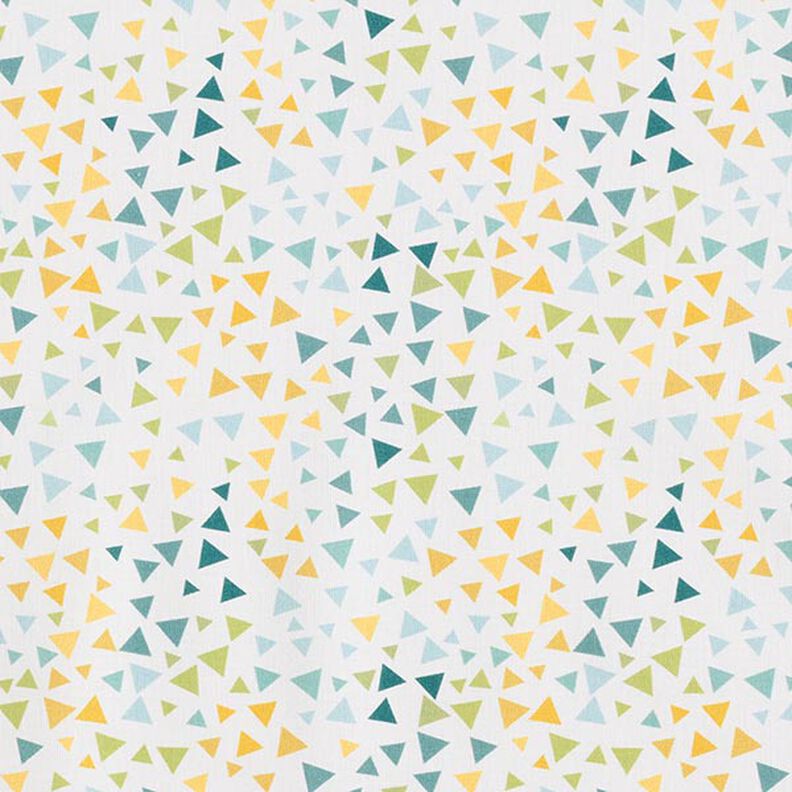 popeline di cotone, triangoli colorati – bianco,  image number 1