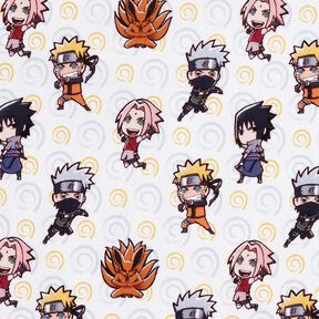 popeline di cotone Chibi Naruto Tessuto oggetto di licenza – bianco, 