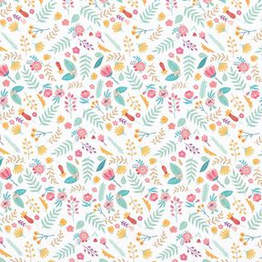 tessuto in cotone percallepiccoli fiori e foglie – rosa/giallo, 