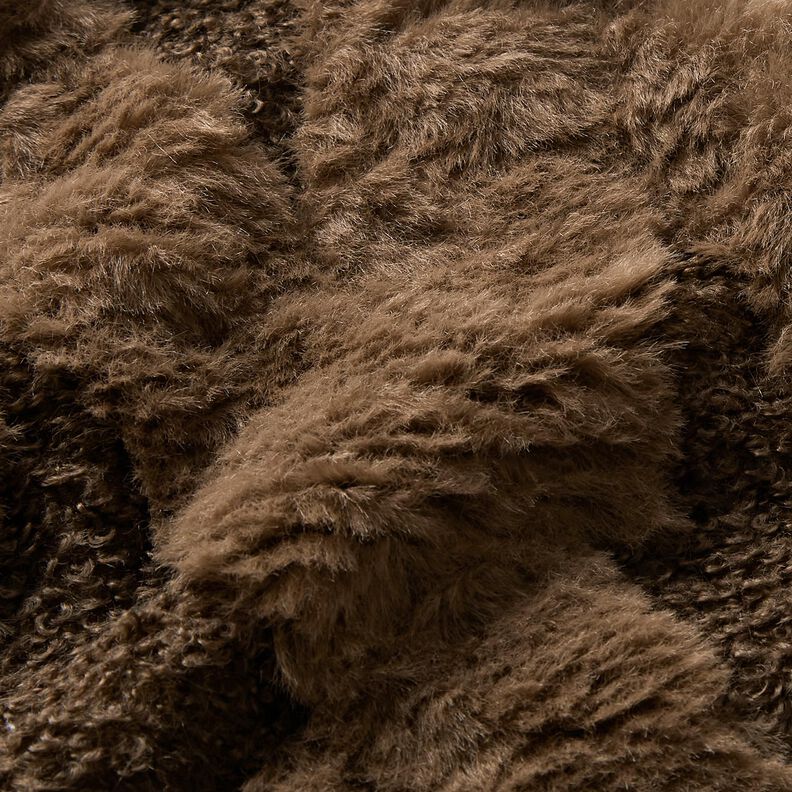 ecopelliccia tessuto bouclé losanghe – marrone scuro, image number 5