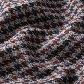 tessuto per cappotti misto lana Piccolo pied de poule – rosso merlot/argento, 