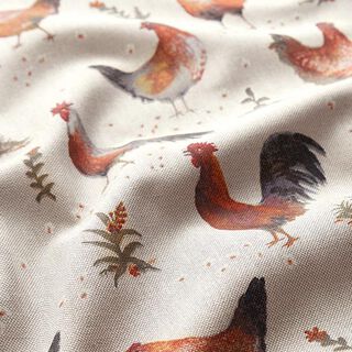 tessuto arredo mezzo panama galline – naturale/terracotta, 