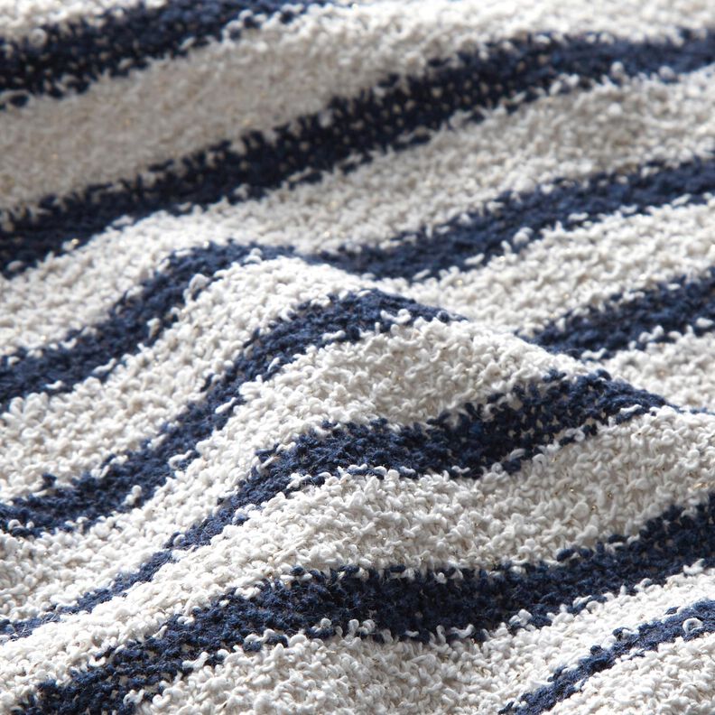 Bouclé in maglia a righe, glitterato – bianco/blu marino,  image number 3