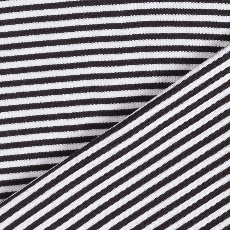 tessuto per polsini Righe tubolari – nero/bianco,  image number 4