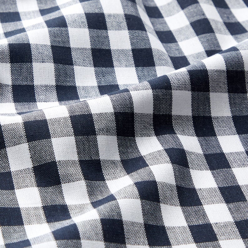 tessuto in cotone Quadro vichy 1 cm – nero-azzurro/bianco,  image number 2