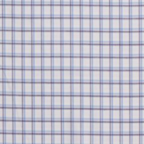 Tessuto per camicia a quadri sfalsati – bianco/azzurro, 