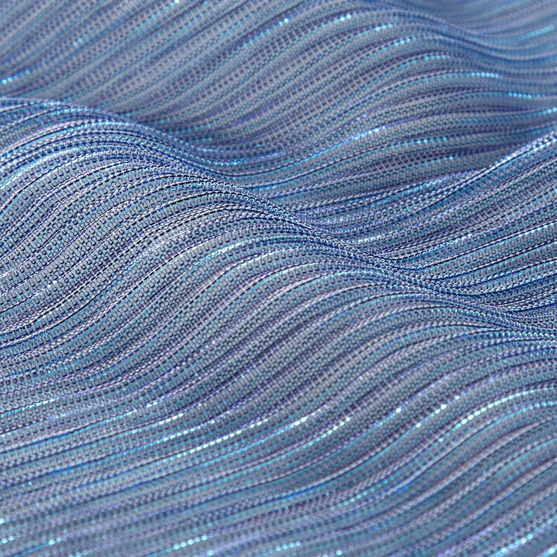 Plissettato con righe trasparenti glitterate – blu,  image number 2