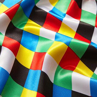 satin di poliestere, quadretti colorati, 
