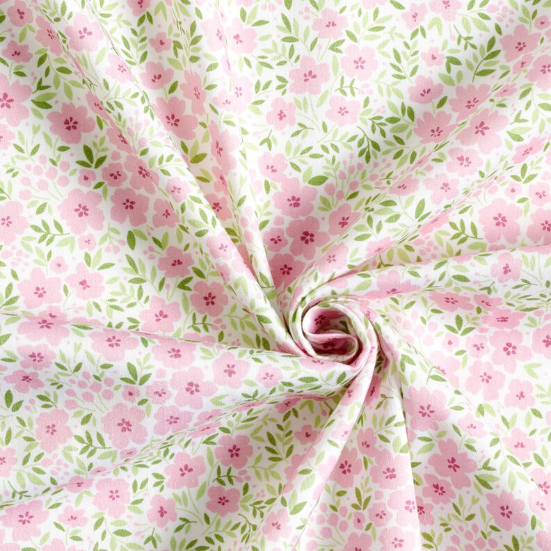 tessuto arredo satin di cotone Mare di fiori – rosa chiaro/bianco,  image number 3