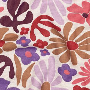 felpa garzata grandi fiori | Poppy Fabrics – naturale/rosso merlot, 