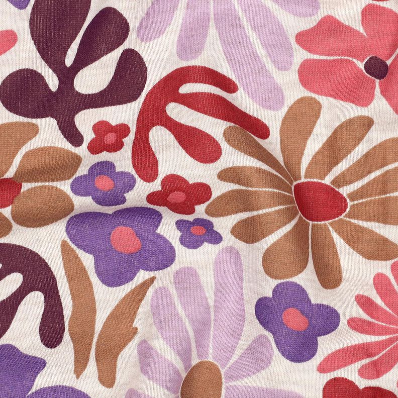 felpa garzata grandi fiori | Poppy Fabrics – naturale/rosso merlot,  image number 2