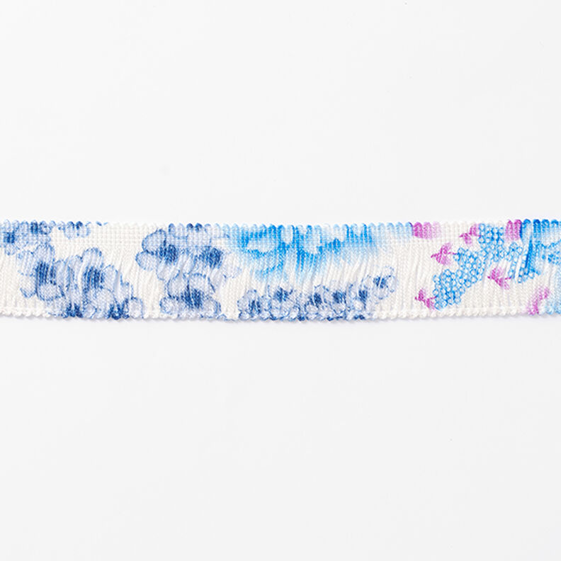 nastro con frange fiori [30 mm] – bianco/blu,  image number 2