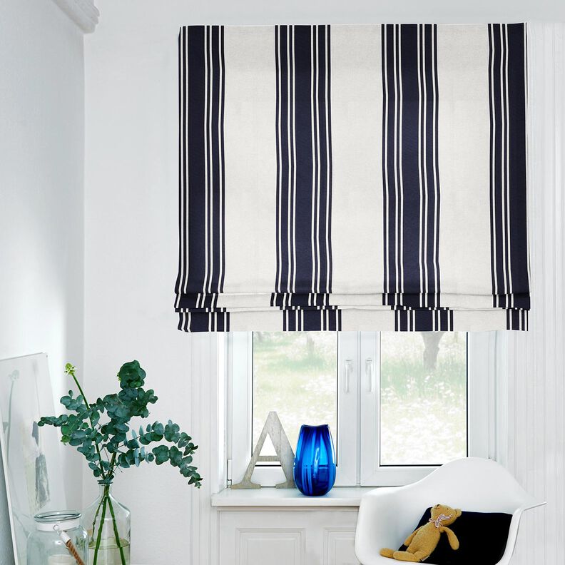 tessuto arredo panama Rigato – nero-azzurro/grigio nebbia, image number 6