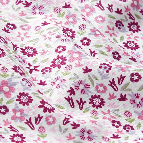 popeline di cotone prato di fiori delicati – bianco lana/porpora, image number 2