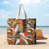 tessuto arredo mezzo panama Foglie tropicali – senape/terracotta,  thumbnail number 7
