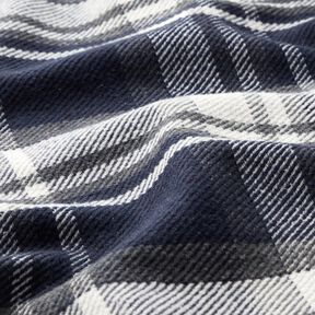 Tessuto per cappotto con retro in pelliccia quadrettato – blu notte/grigio ardesia, 
