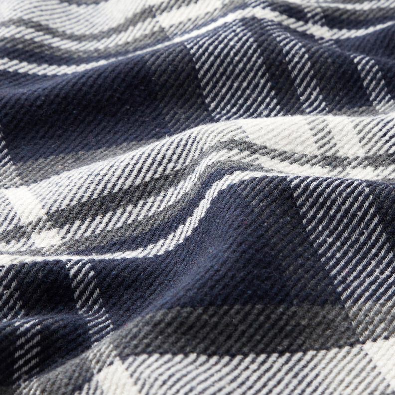 Tessuto per cappotto con retro in pelliccia quadrettato – blu notte/grigio ardesia, image number 2