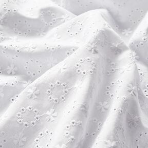 Batista di cotone ricami a giorno Ghirlande di fiori – bianco, 