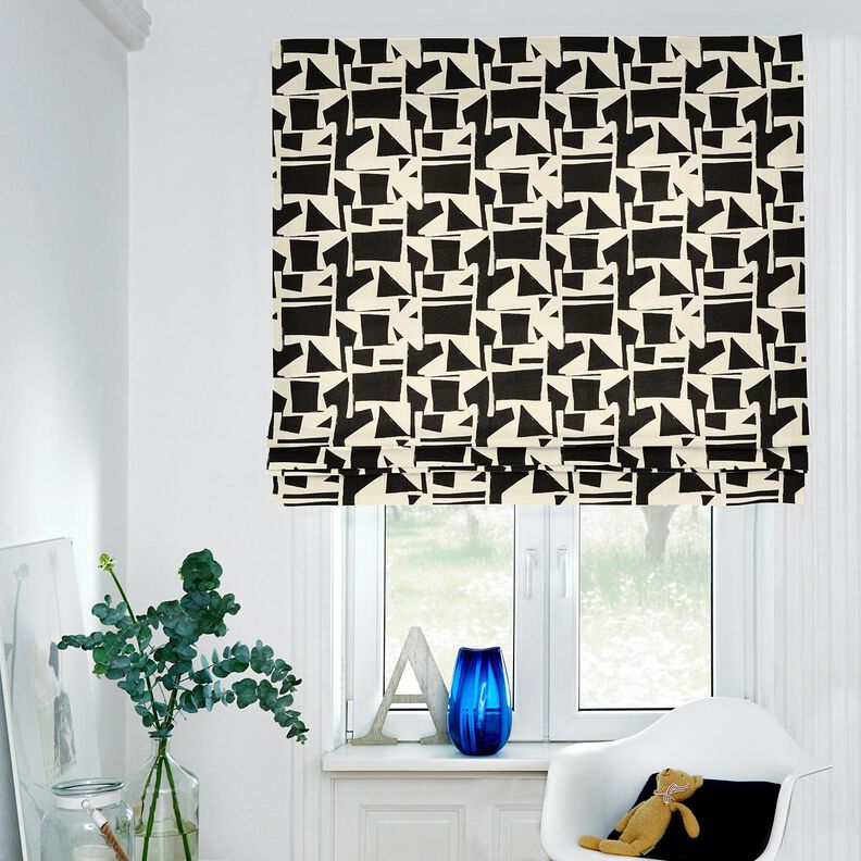 tessuto arredo Jacquard Struttura astratta – nero/bianco lana,  image number 6