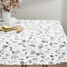 tessuto arredo mezzo panama fiori disegnati – bianco lana/nero,  thumbnail number 7